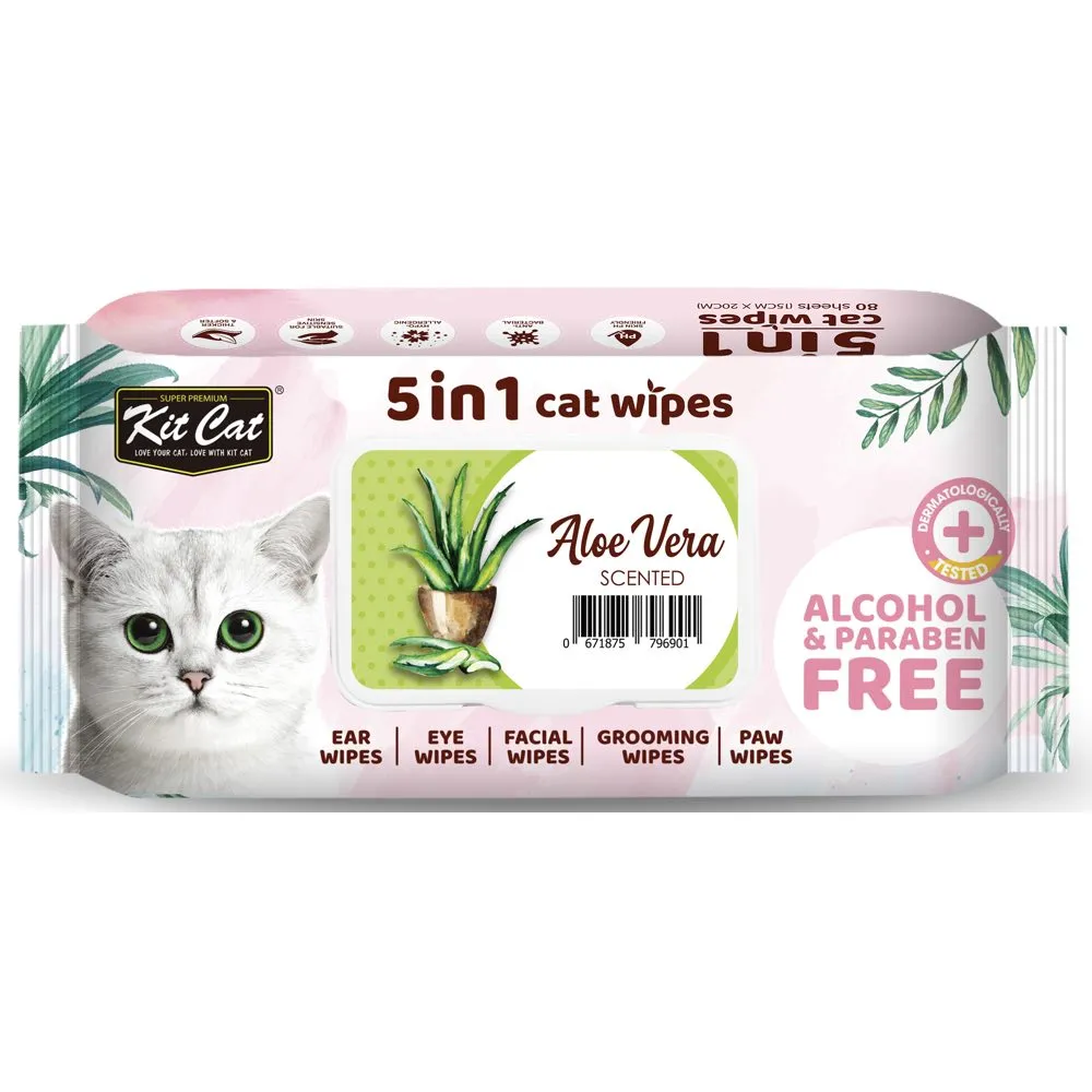 4 FOR $15: Kit Cat 5-in-1 Aloe Vera Scented Cat Wipes 80pcs