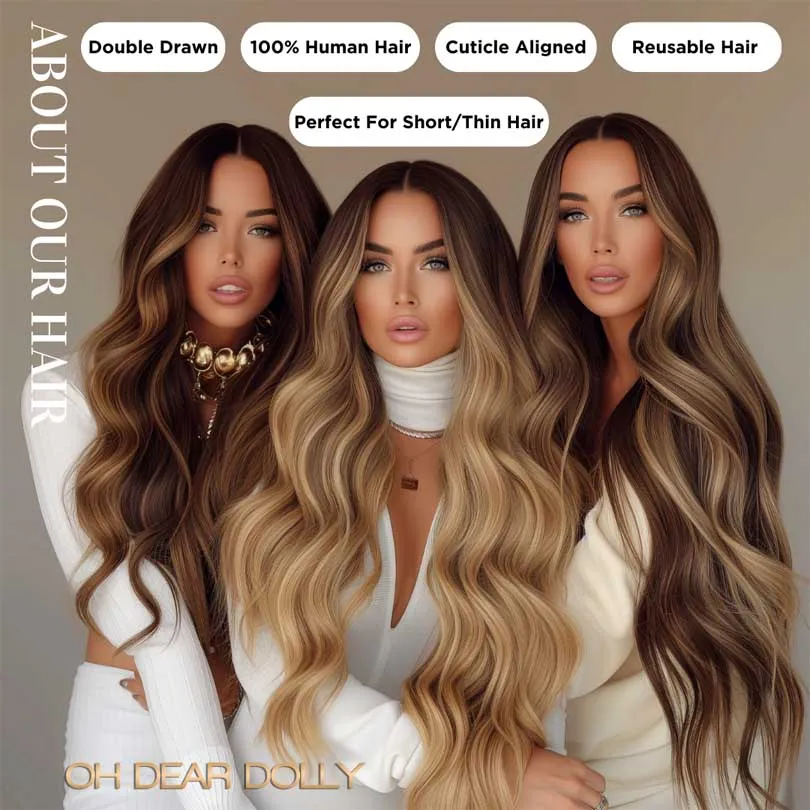 #6/24 New York Highlighted｜Luxury Russian Remy Human Hair, Double Drawn, Tape Extensions