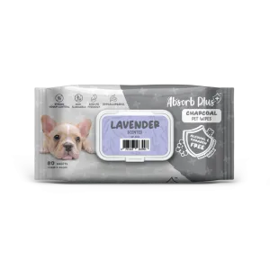 Absorb Plus Charcoal Pet Wipes Lavender Scented 15cm x 20cm - 80sheets