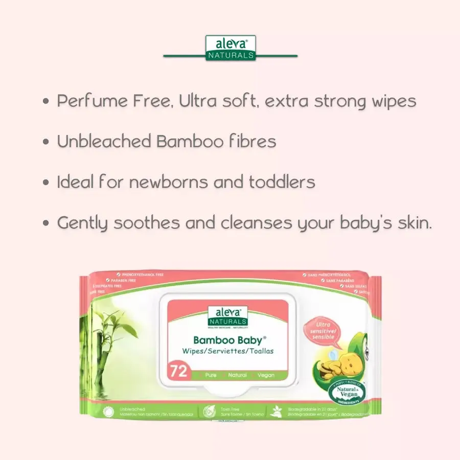 Aleva Naturals Bamboo Baby Sensitive Wipes Club Pack - 216Pcs