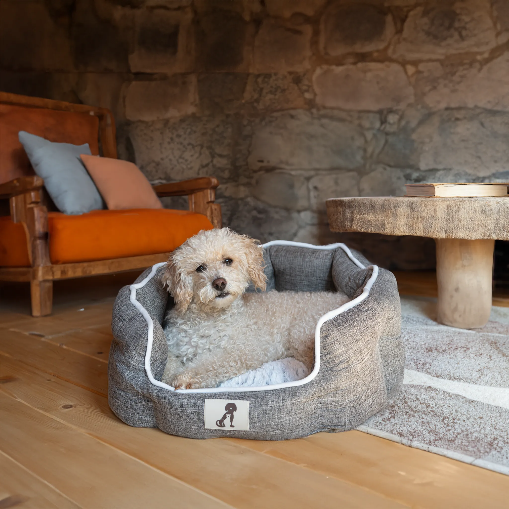 Alfie - Brown Soft Dog Bed - Size S/M/L