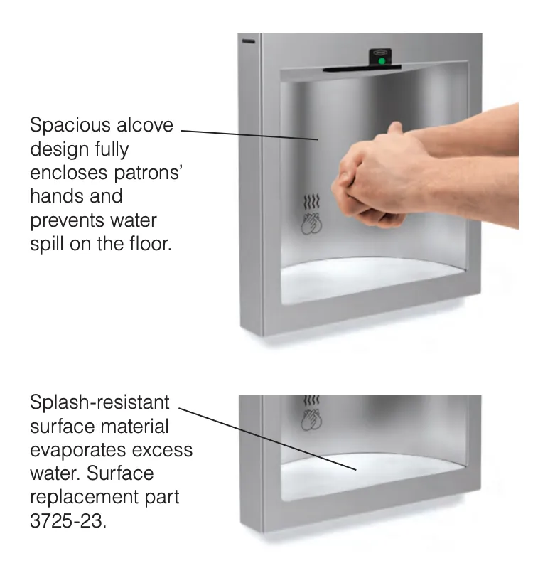 Bobrick B-3725 TrimLine ADA Recessed Automatic Hand Dryer CURRENT LEAD TIME IS 3 TO 4 WEEKS