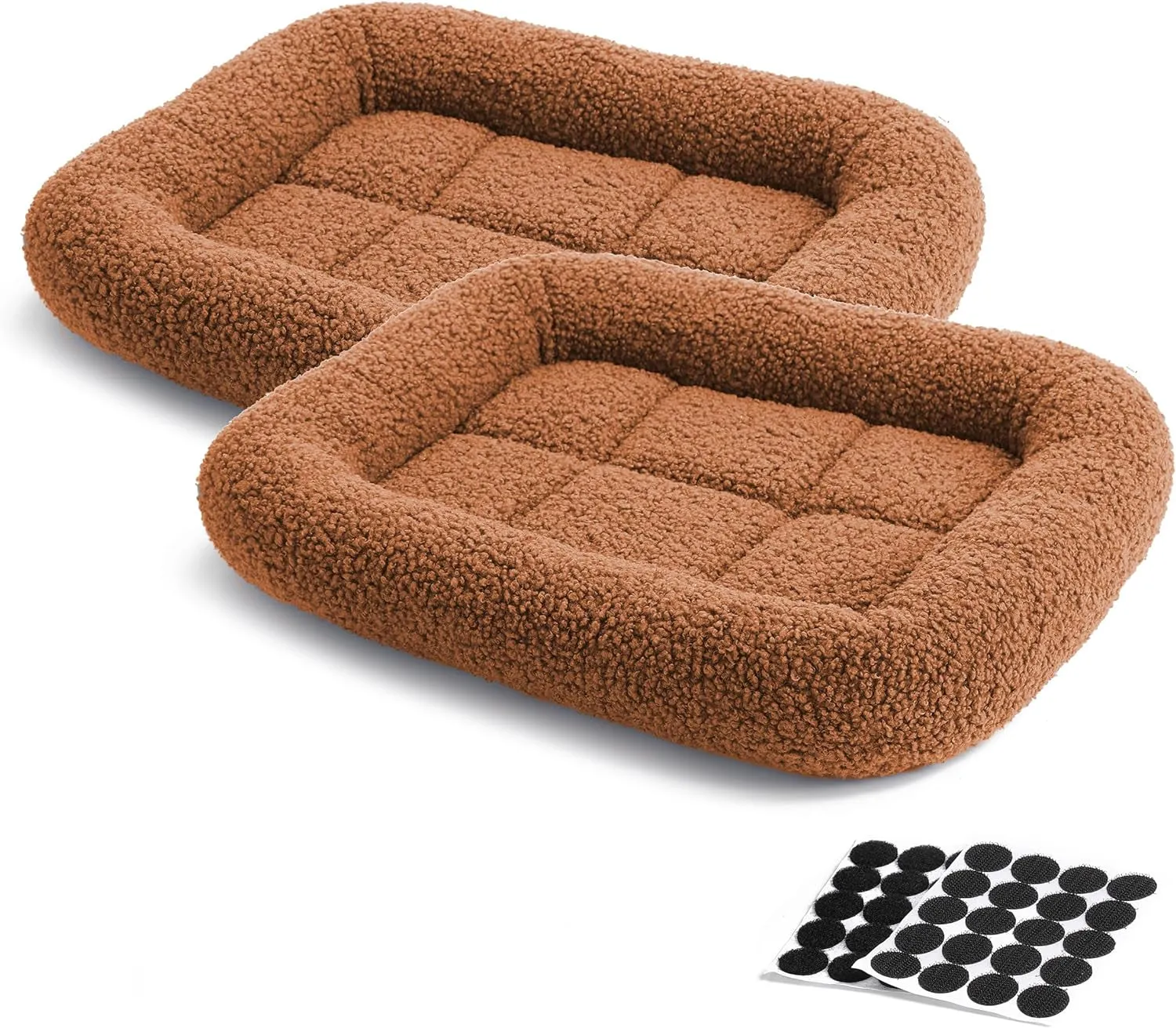 Cat Wall Furniture Beds Soft Cat Condo Cushion for Indoor Cats Winter Warm Teddy Fleece Pet Beds 2Pcs/Pack(Brown)