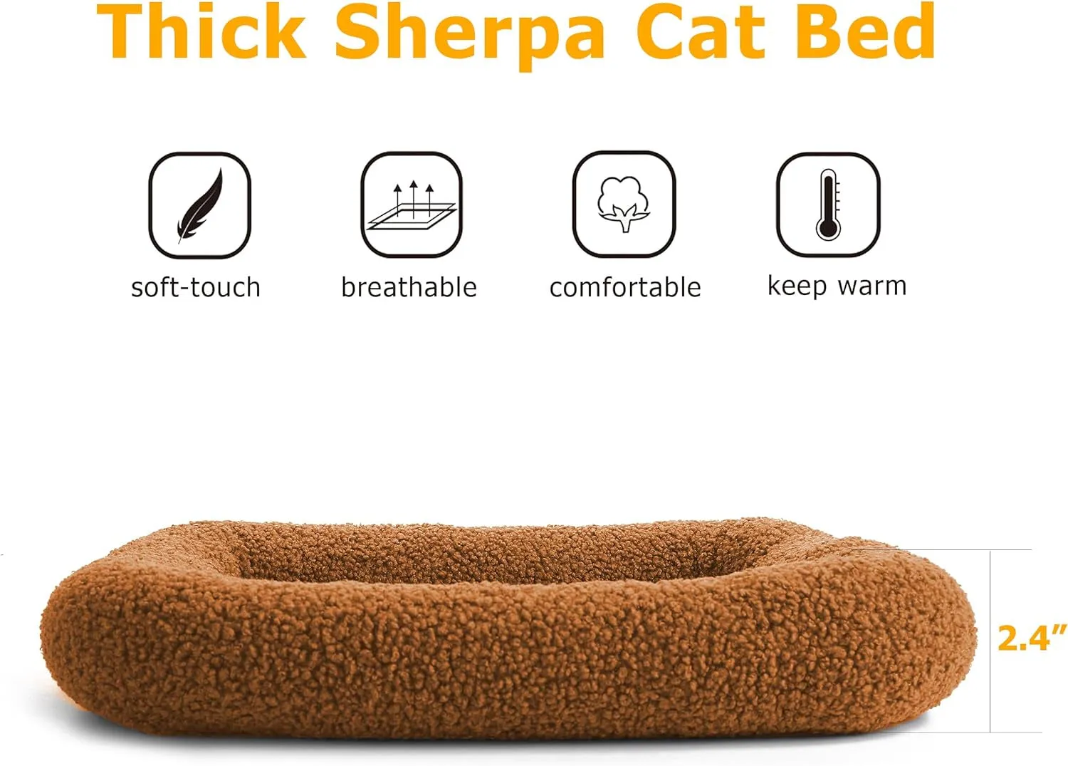 Cat Wall Furniture Beds Soft Cat Condo Cushion for Indoor Cats Winter Warm Teddy Fleece Pet Beds 2Pcs/Pack(Brown)