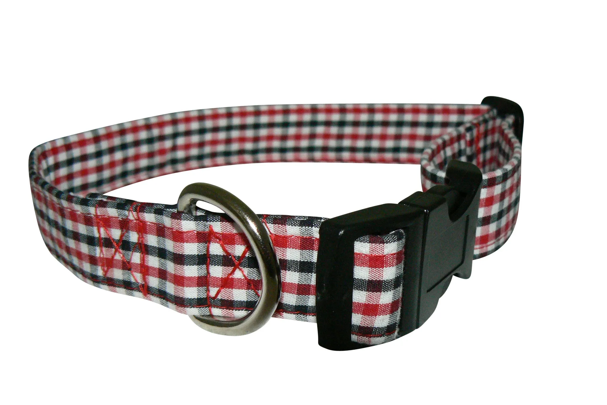 Elmo's Closet Red & Black Gingham Dog Collar