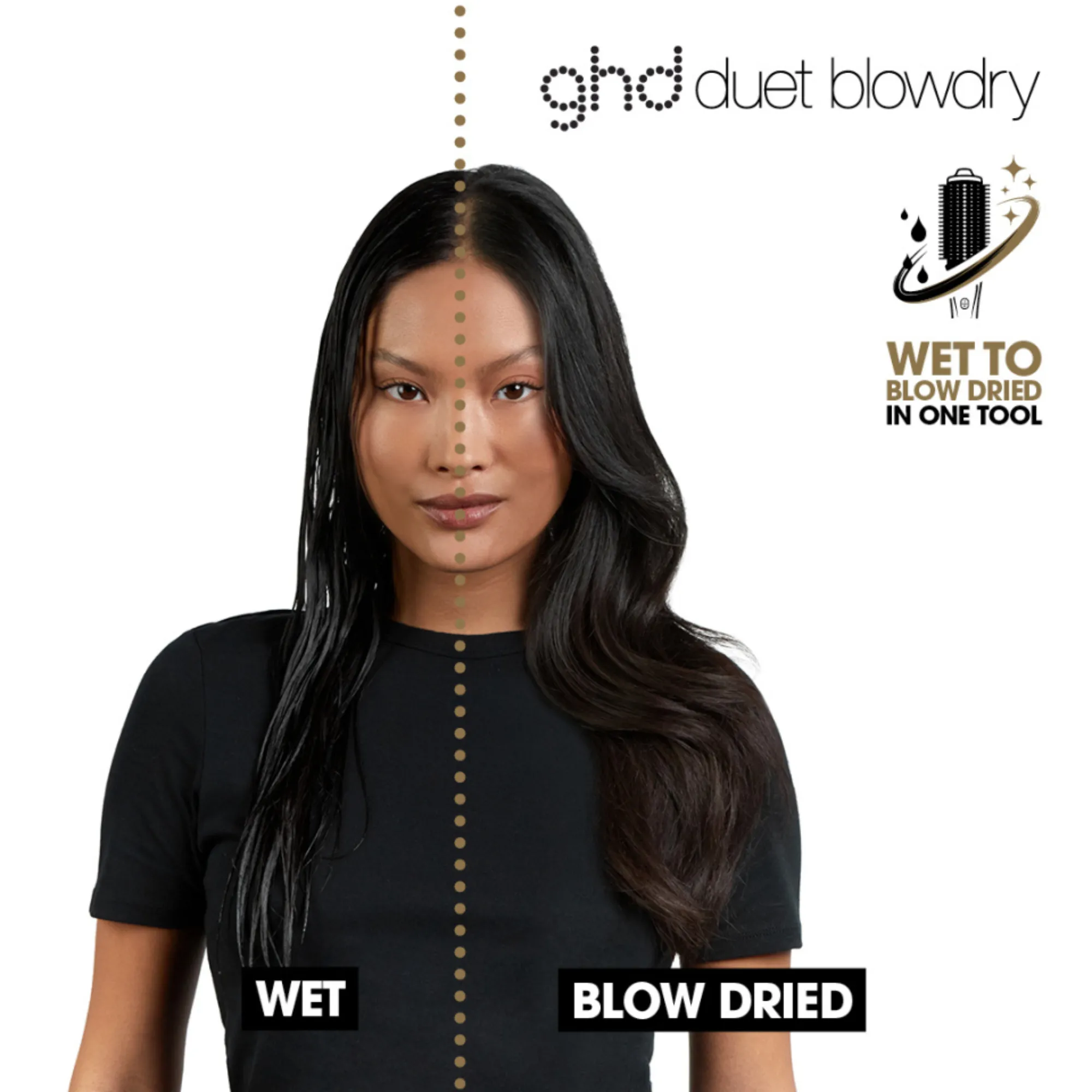 ghd Duet Blowdry Hair Dryer Brush - Black