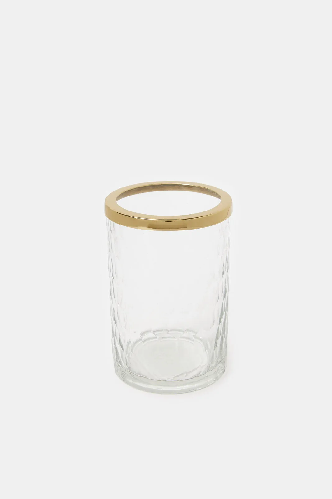 Gold Honeycomb Cut Glass Tumbler