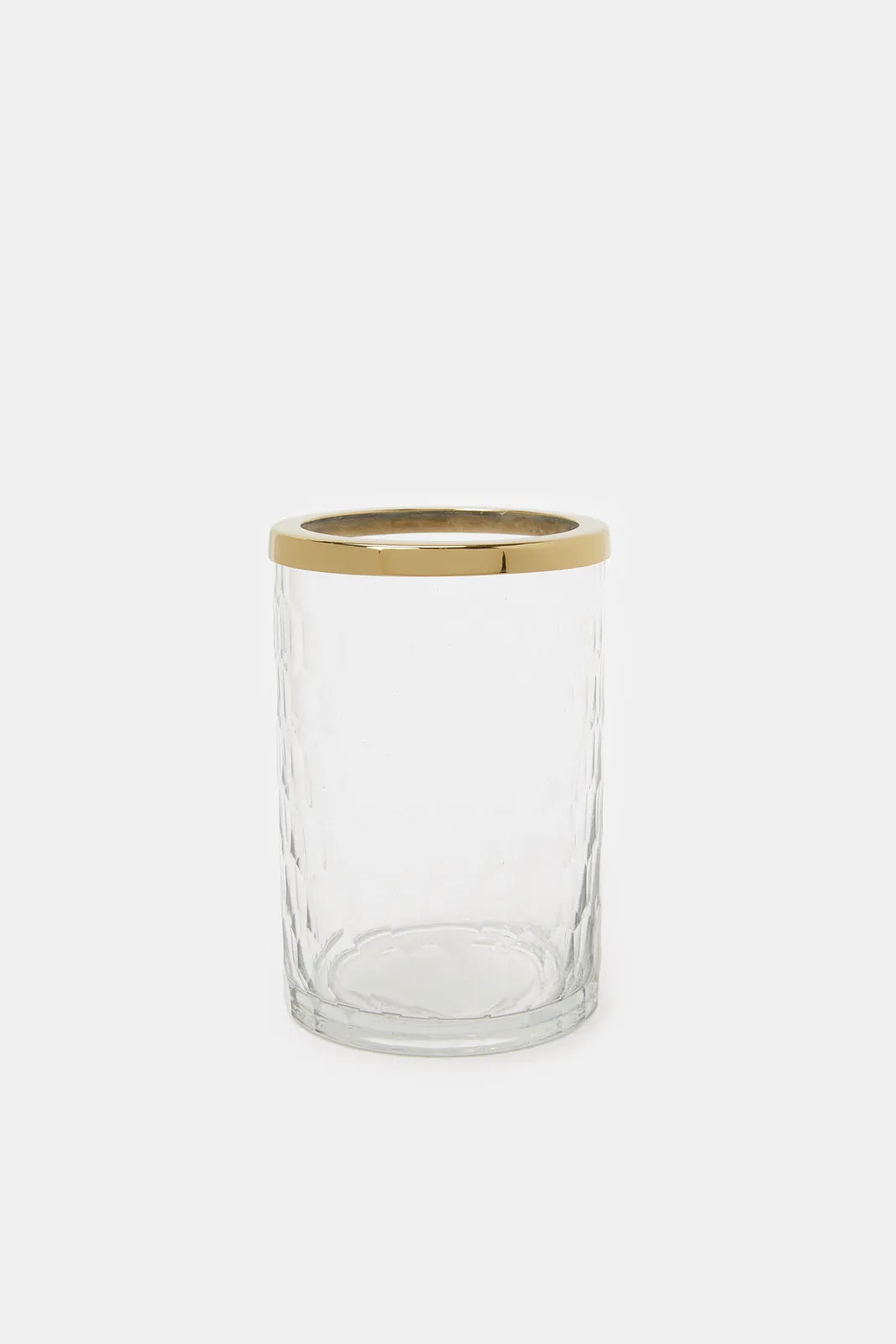 Gold Honeycomb Cut Glass Tumbler