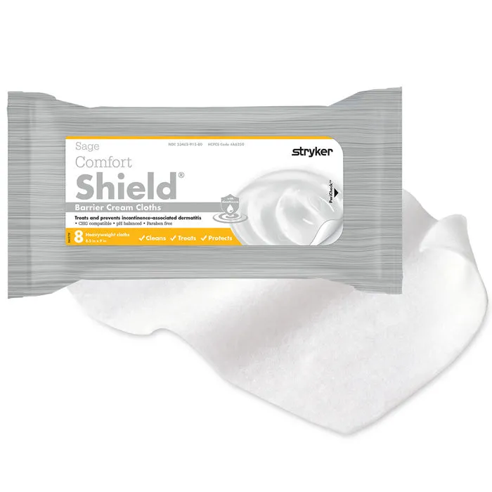 Incontinence Care Comfort Shield Barrier Washcloths with Skin Protection Dimethicone, 8-Pack