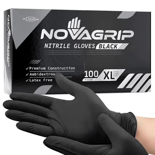 JFA Medical Novagrip Powder Free Black Nitrile Gloves (100)