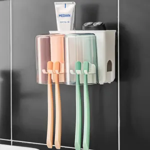 Magic Sticker Series No Drill Bathroom Toothbrush Rack Stand