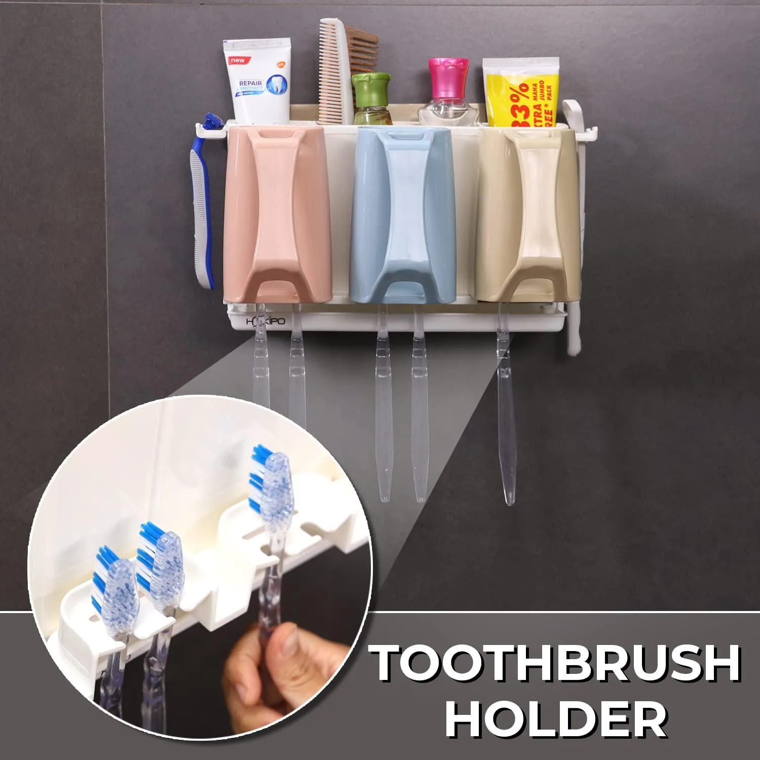 Magic Sticker Series Self Adhesive Bathroom Toothbrush Stand