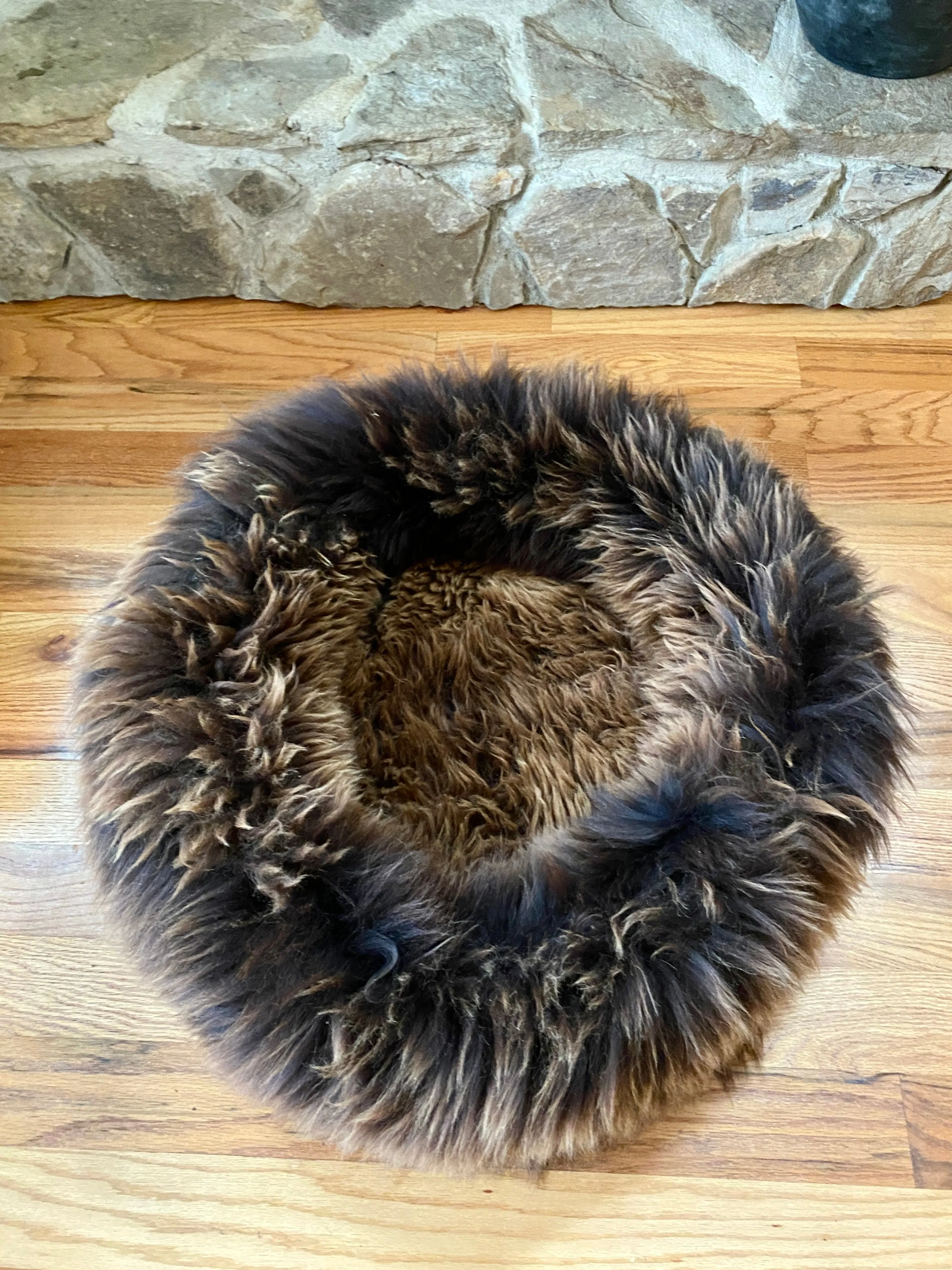 MEDIUM Brown Sheepskin Pet Bed