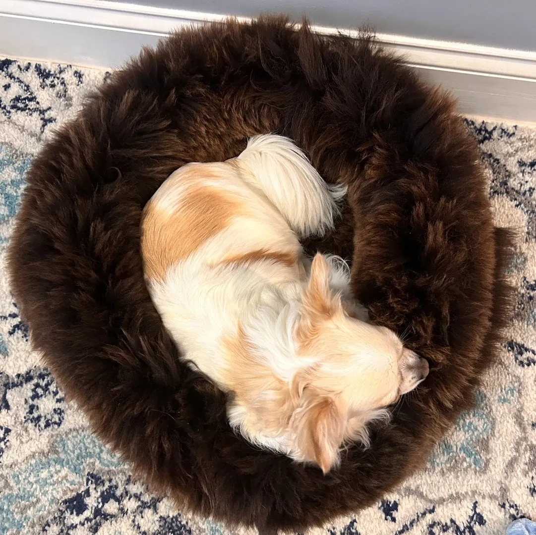 MEDIUM Brown Sheepskin Pet Bed