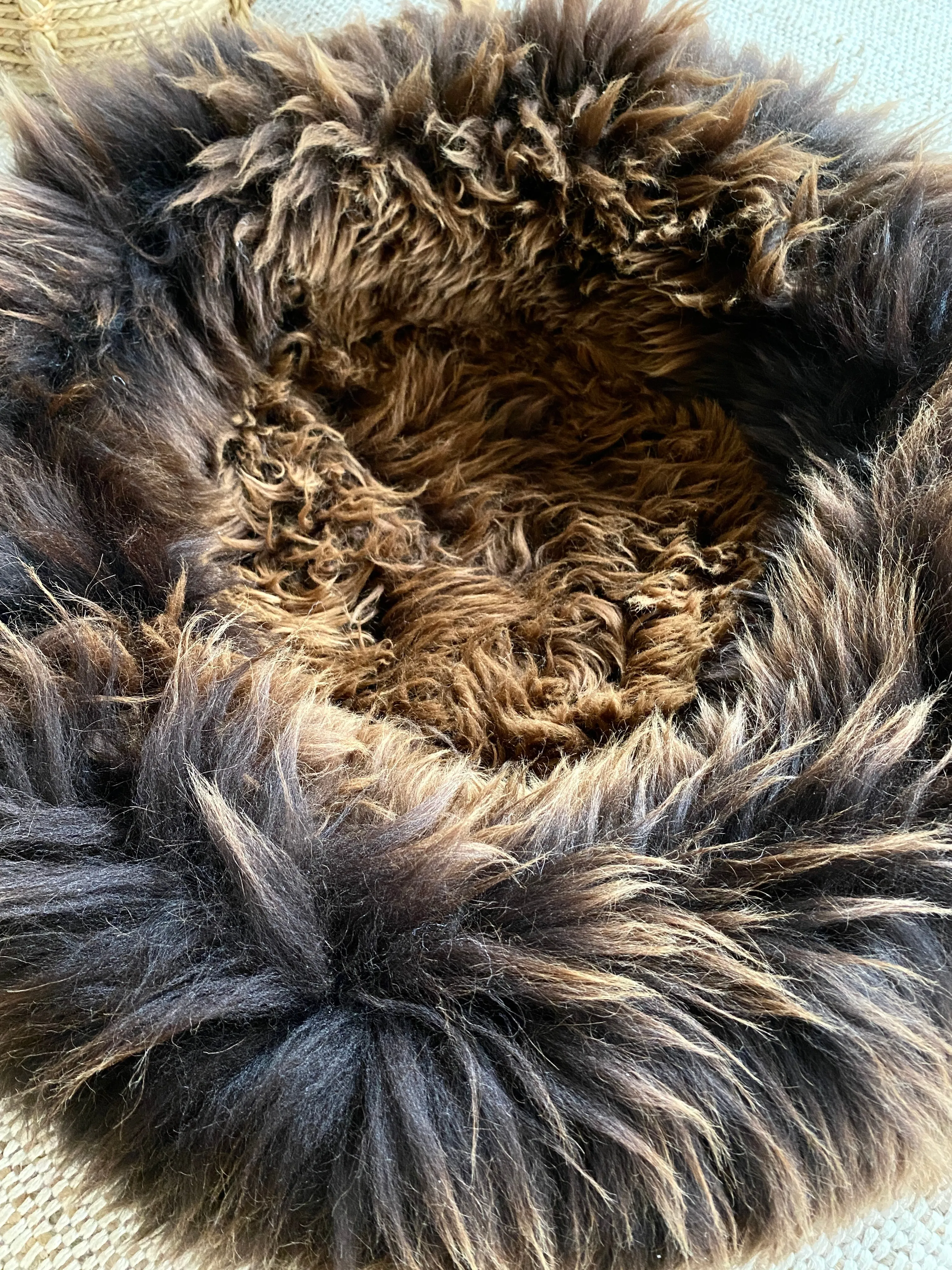 MEDIUM Brown Sheepskin Pet Bed