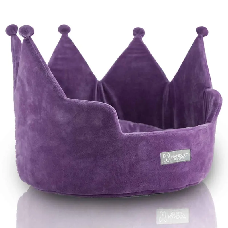 Nandog Pet Gear Plush Purple Super Soft Luxe Crown Bed