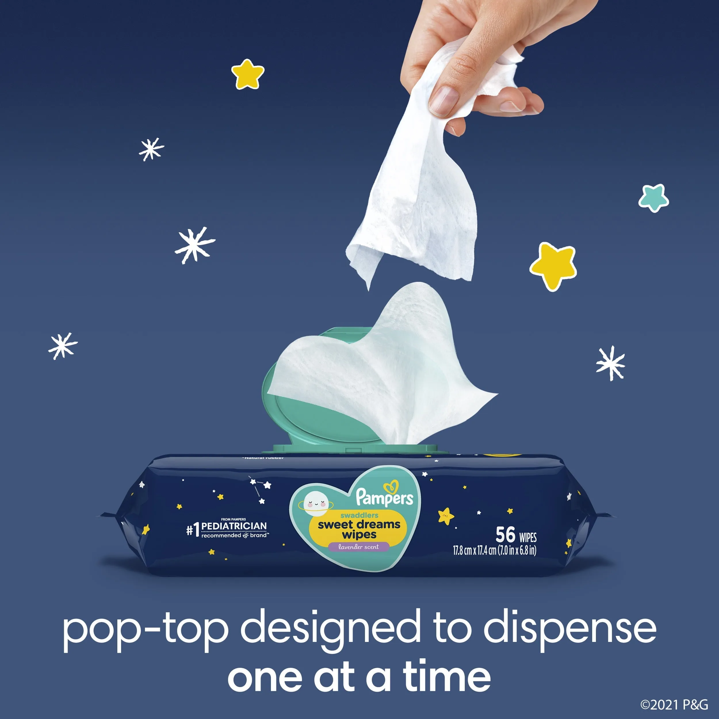 Pampers Sweet Dreams Nighttime Lavender Baby Wipes 3X Flip-Top Packs 168ct