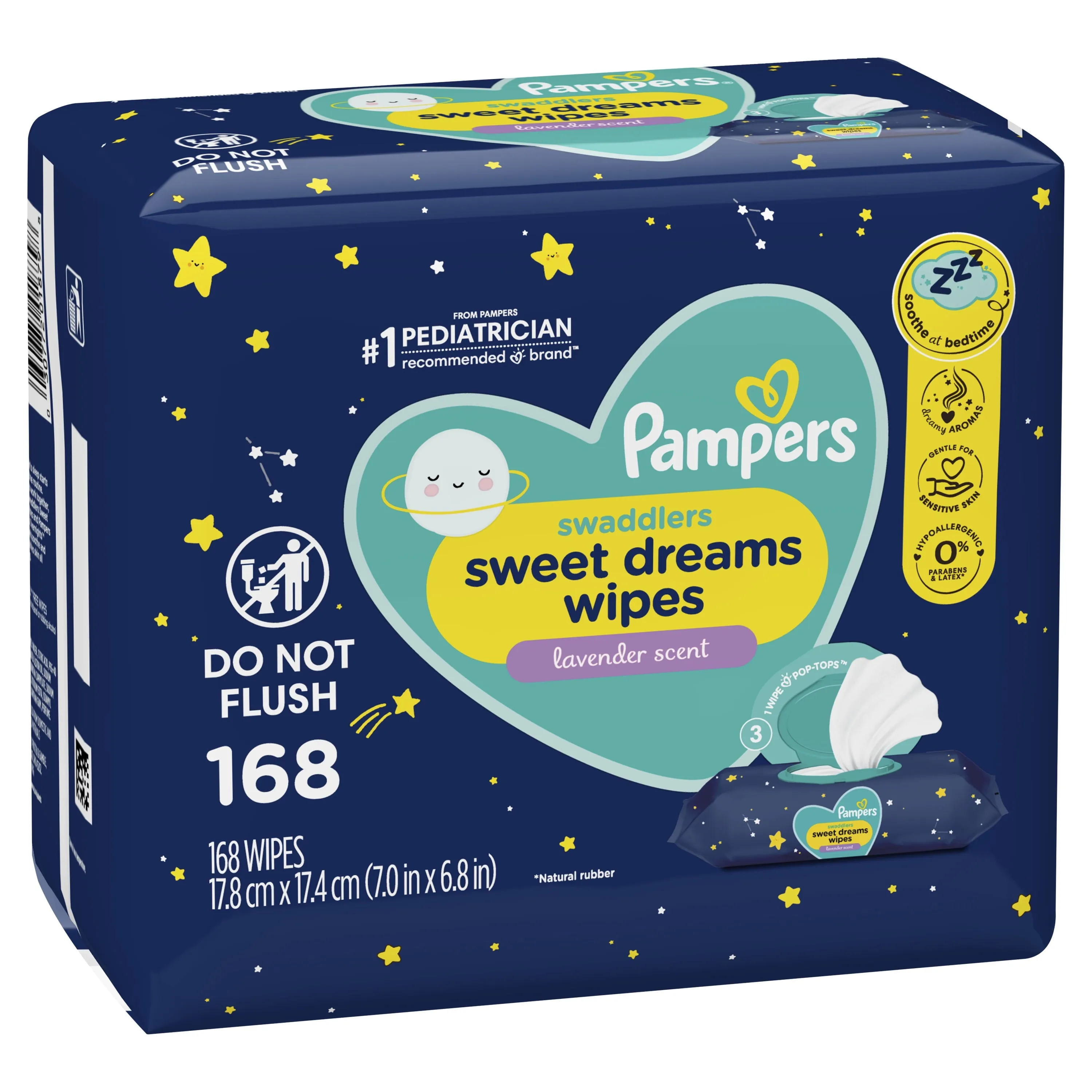 Pampers Sweet Dreams Nighttime Lavender Baby Wipes 3X Flip-Top Packs 168ct