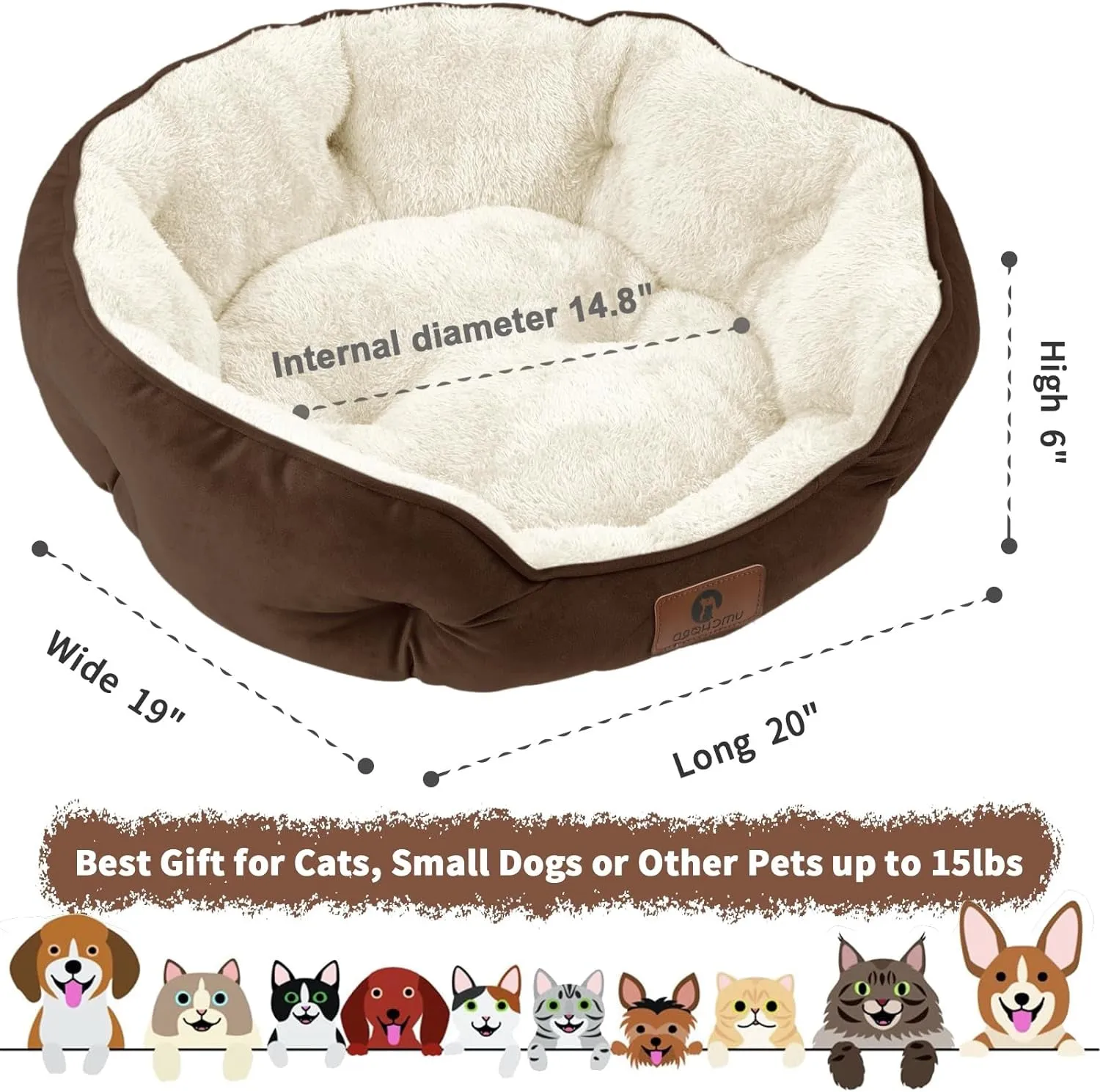 Pet Bed Extra Soft & Machine Washable with Anti-Slip & Water-Resistant Oxford Bottom