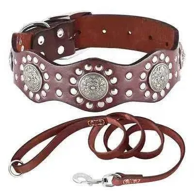 Regal Leather Dog Collar & Lead Set