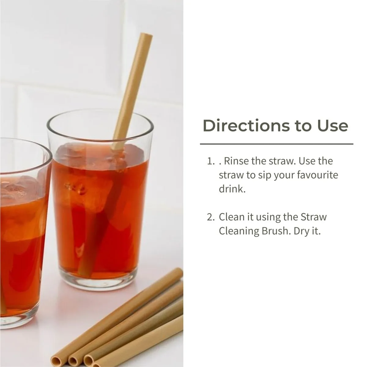 Reusable Bamboo Straws with Cleaning Brush-Set of 6