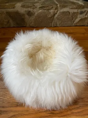 SMALL Ivory Sheepskin Pet Bed