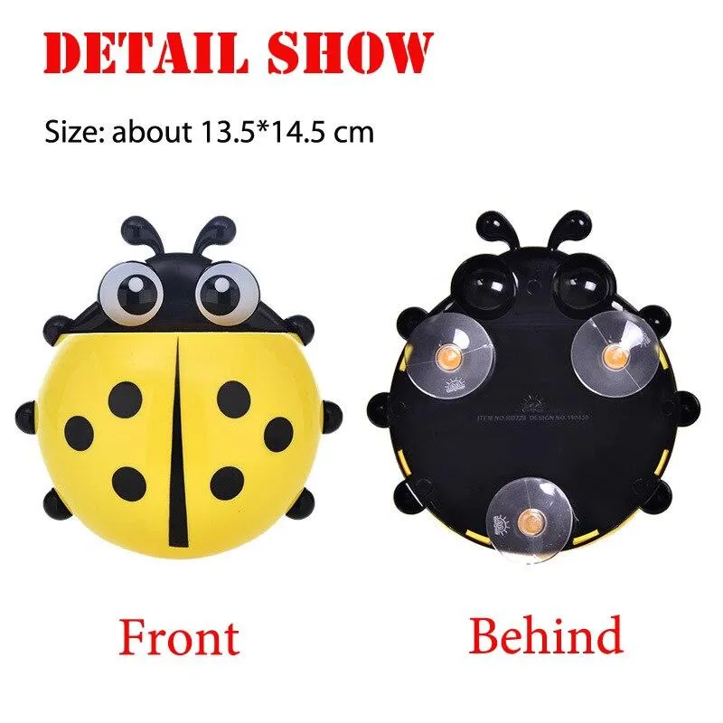 Stylish Ladybug Design Wall Mounted Toothbrush Holder Children Bath Toys