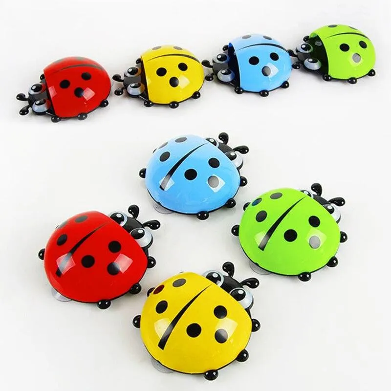 Stylish Ladybug Design Wall Mounted Toothbrush Holder Children Bath Toys