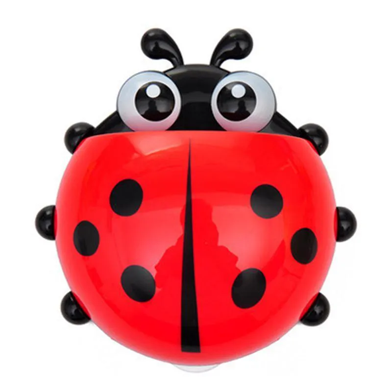 Stylish Ladybug Design Wall Mounted Toothbrush Holder Children Bath Toys